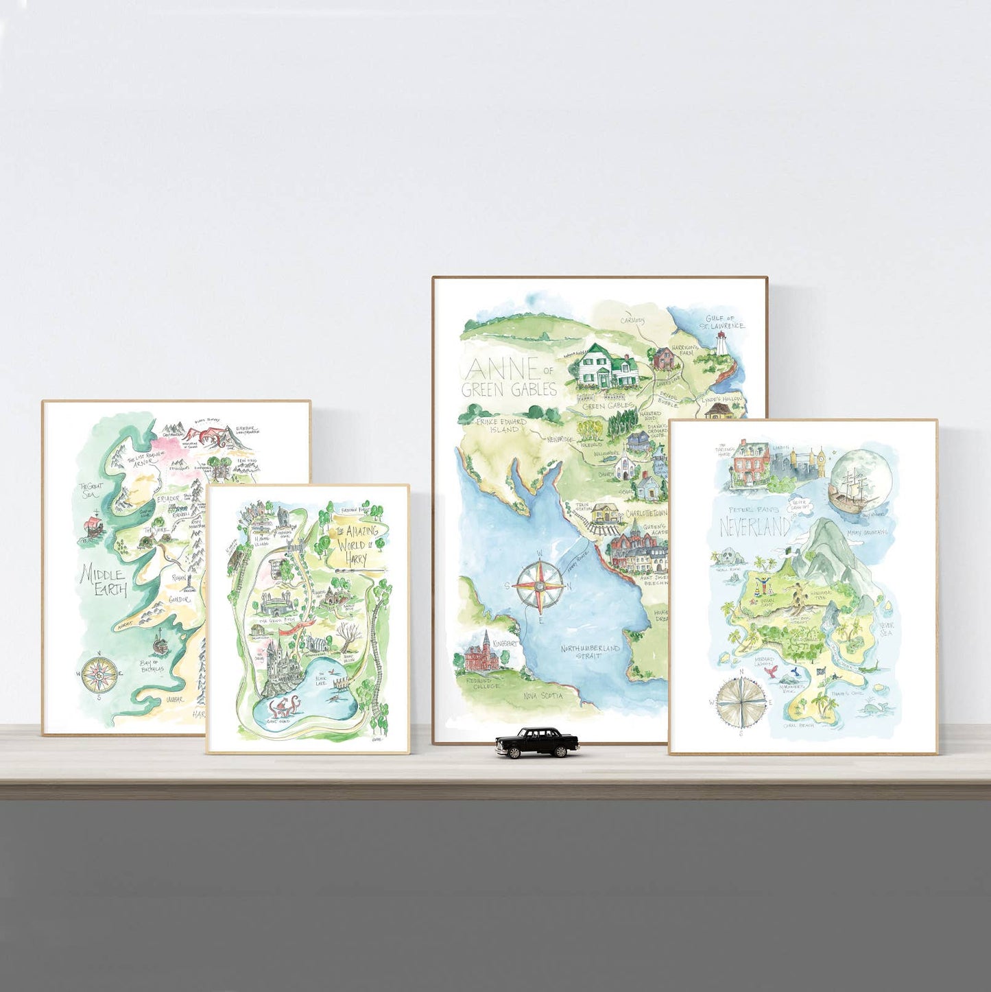 Star Galaxy Watercolor Story Map Art Print: 11” x 14”