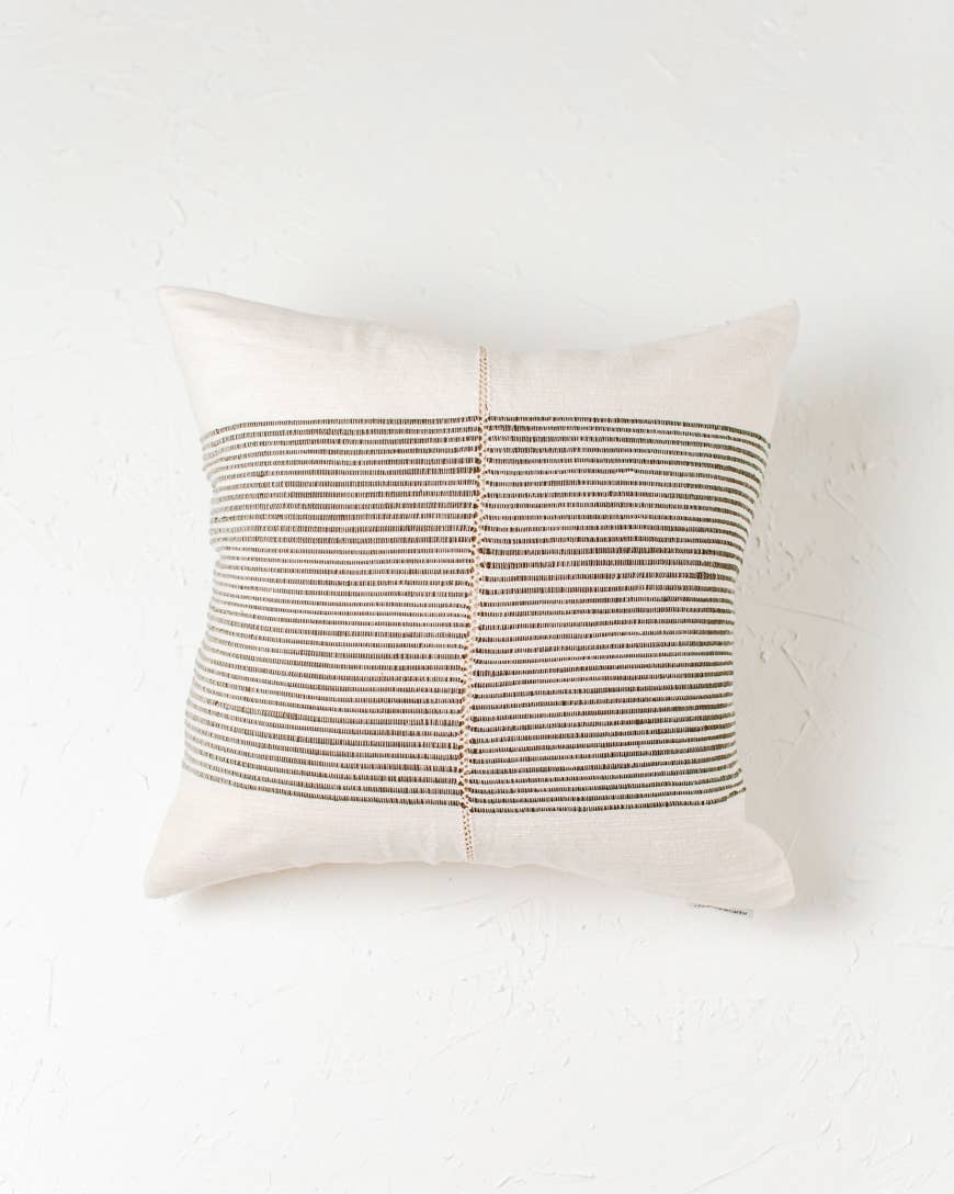 18" Riviera Hand-Stitch Throw Pillow Cover: Grey