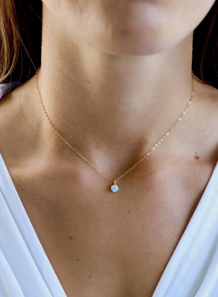 OPAL DROP NECKLACE: Gold