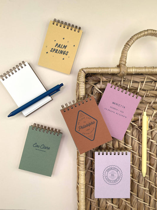 Custom Bastrop Standard Type Mini Jotter Notebook: Sunset Pink Cover