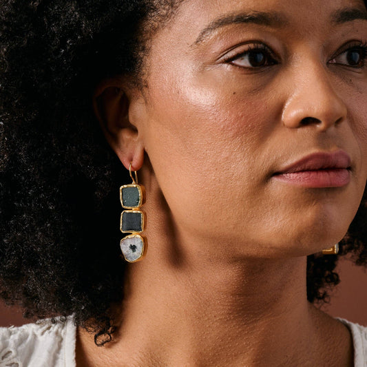 Ishira Triple Stone Earrings