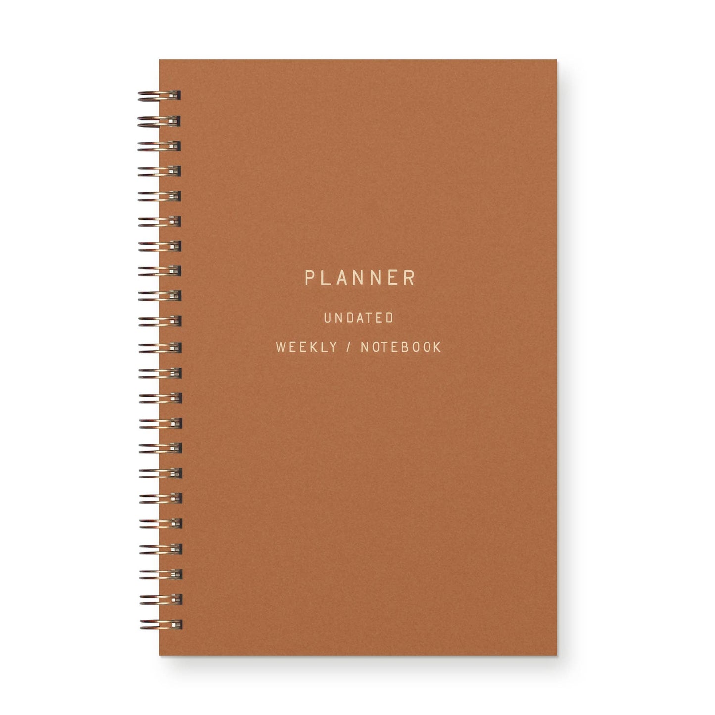 Standard Type Undated Weekly Planner Journal: Copper Cover | White Ink