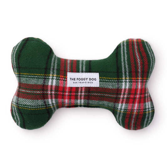 Holly Jolly Plaid Flannel Holiday Dog Squeaky Toy
