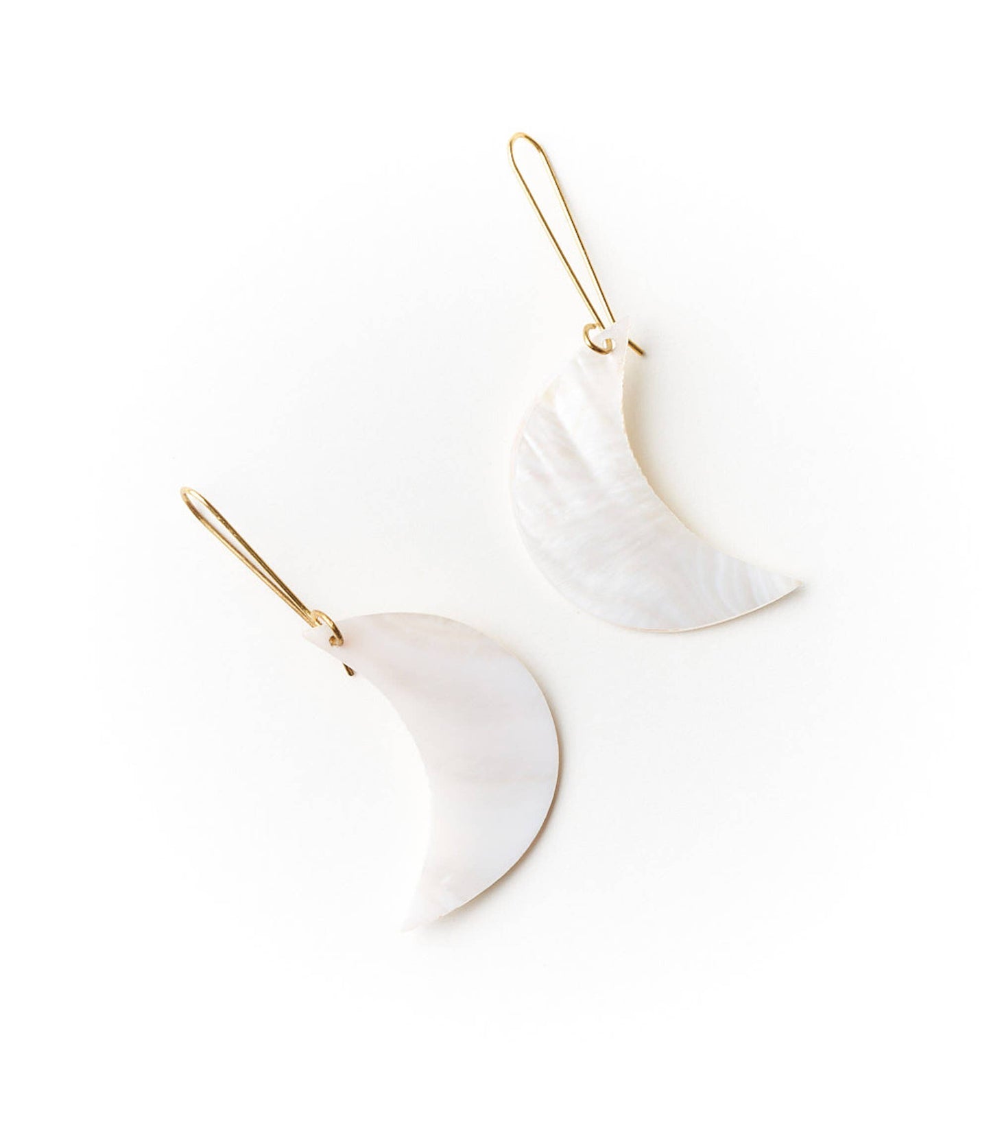 Rajani Crescent Moon Drop Earrings - Mother of Pearl