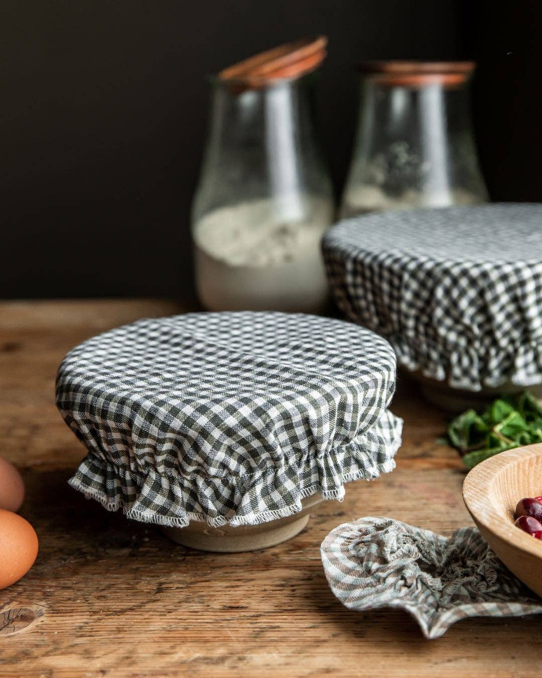 Farmhouse Gingham Linen - Bowl Cover Set of 4