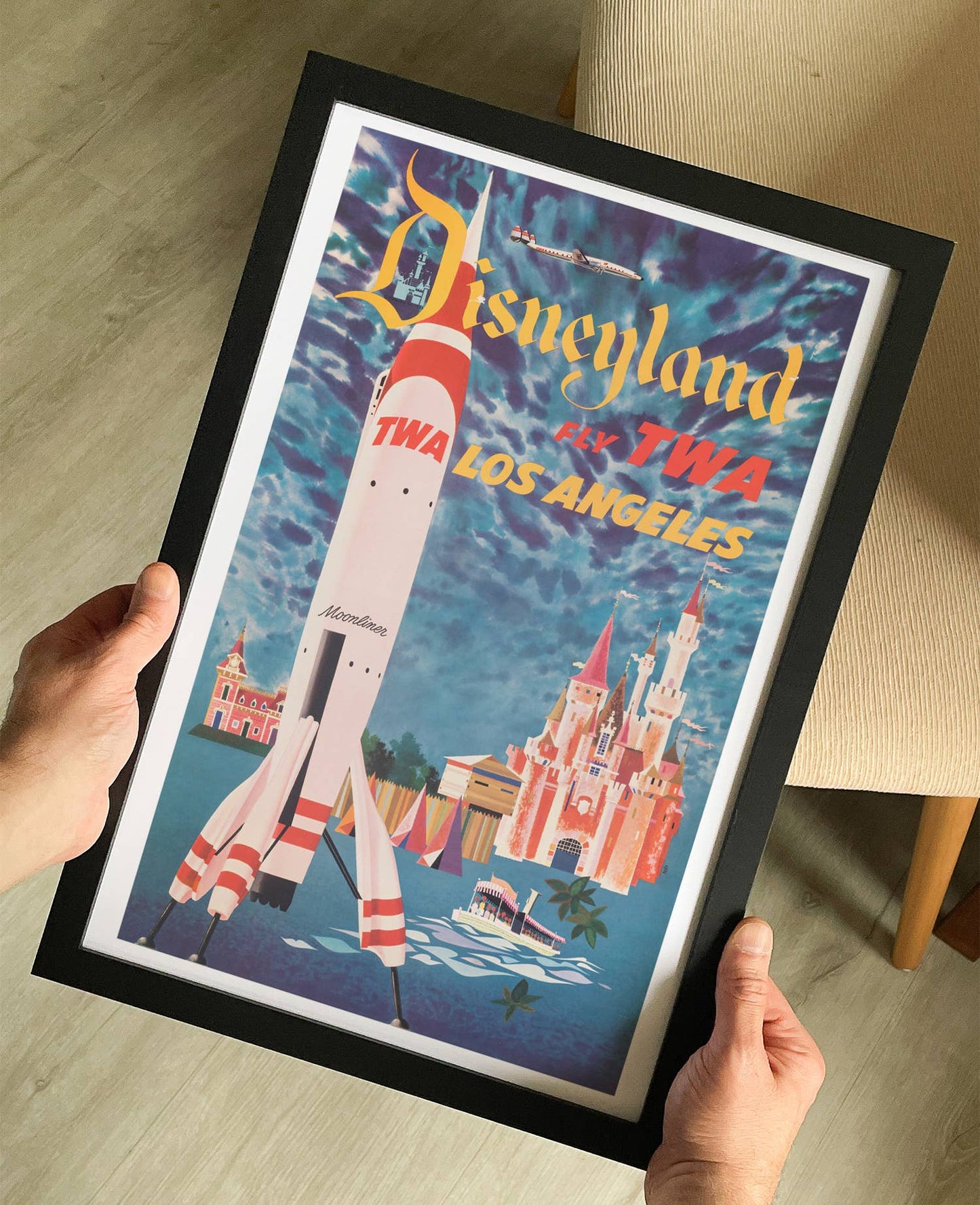 Fly TWA (Los Angeles, Disneyland) 1955 Poster: Unframed / 12×18