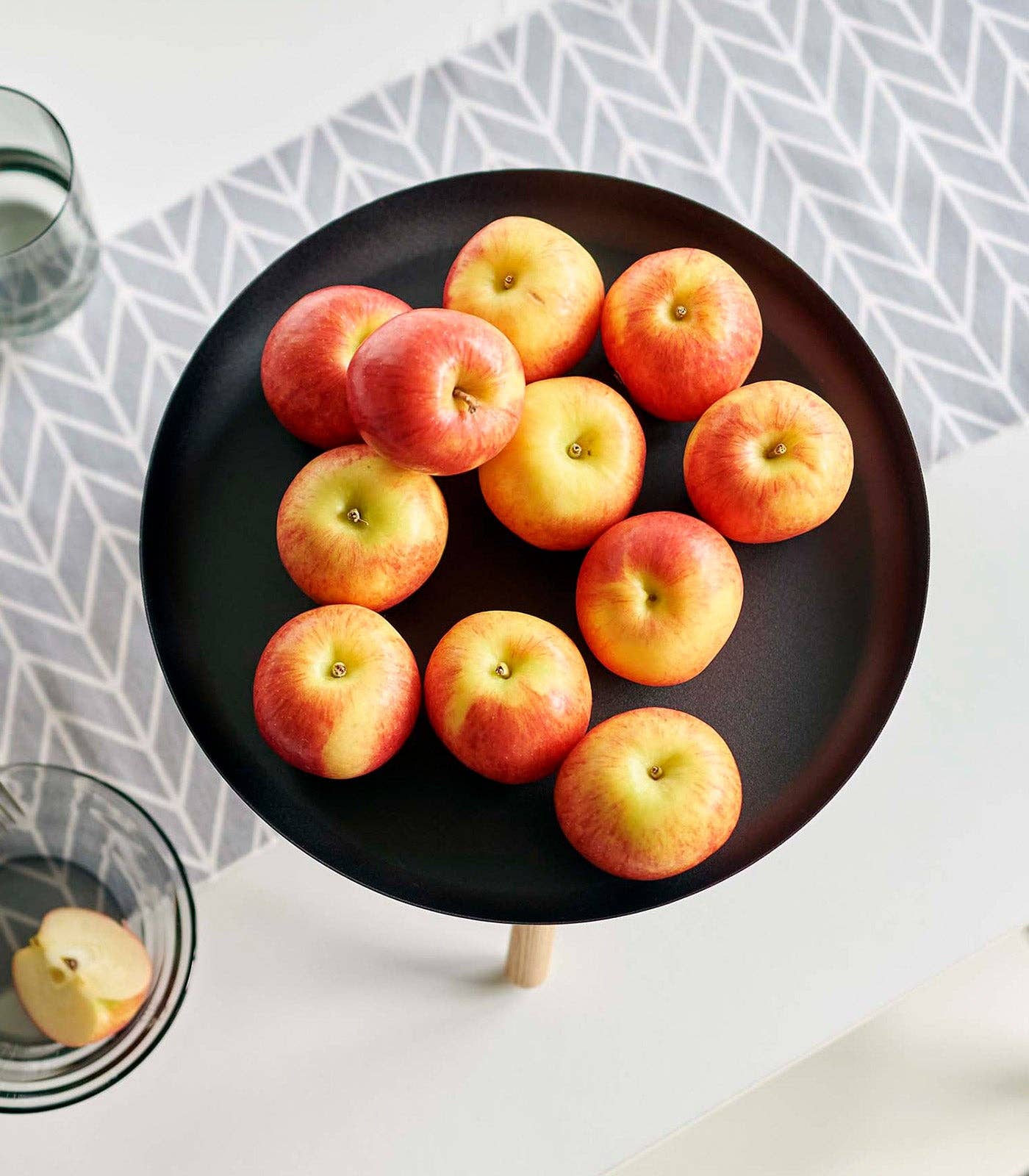 Countertop Pedestal Tray - Steel + Wood: Black