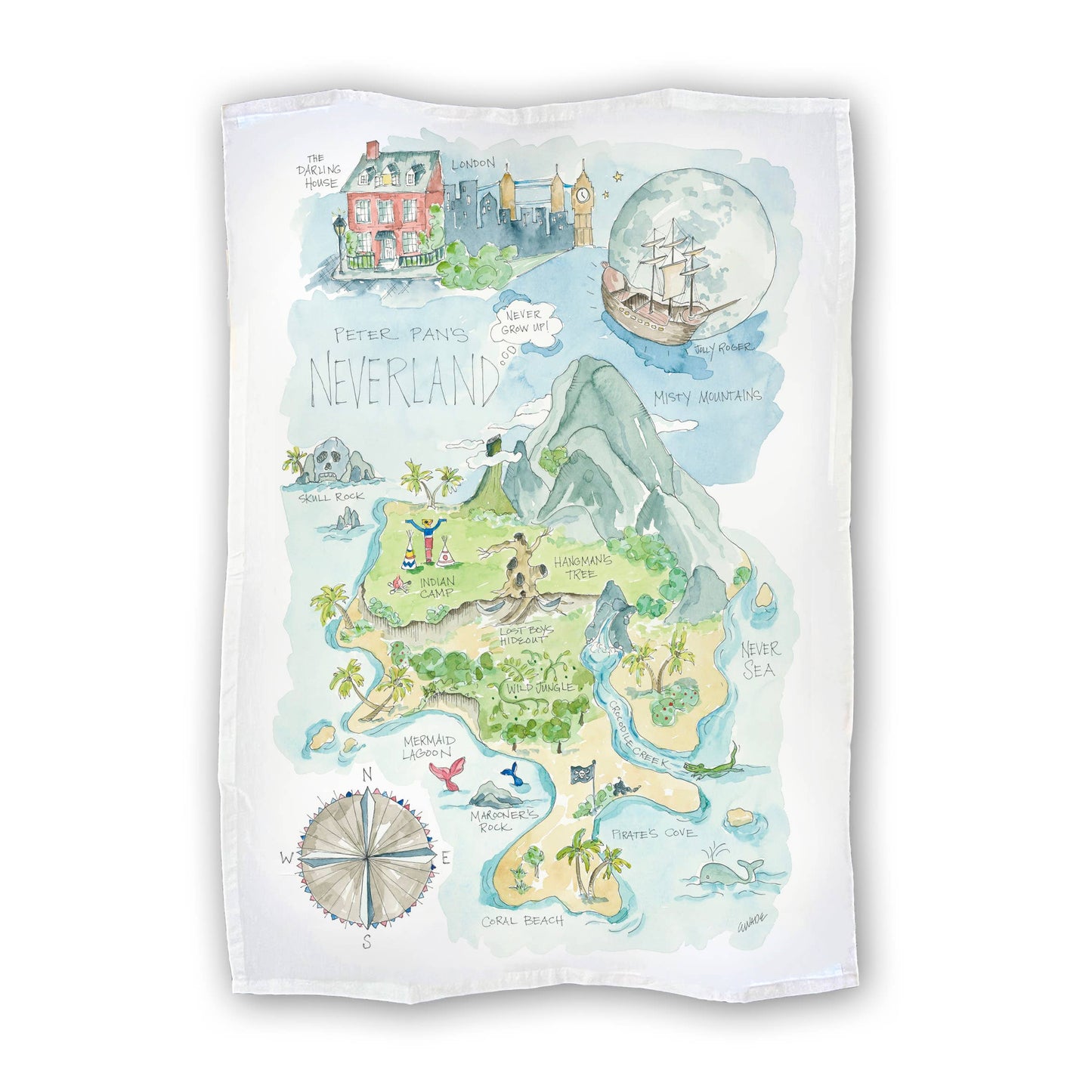 Peter Pan's Neverland Tea Towel