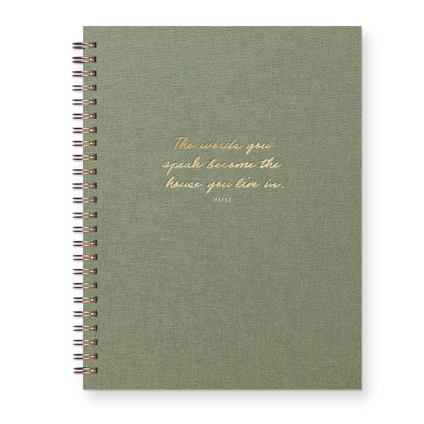 Words You Speak Journal: Lined Notebook: Sage Green Linen Cover | Gold Foil