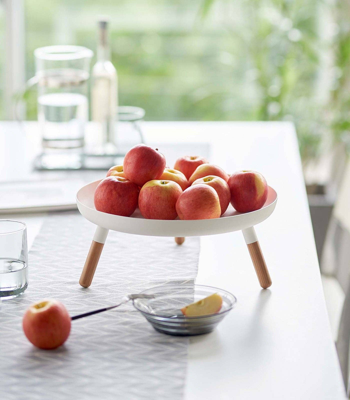 Countertop Pedestal Tray - Steel + Wood: Black