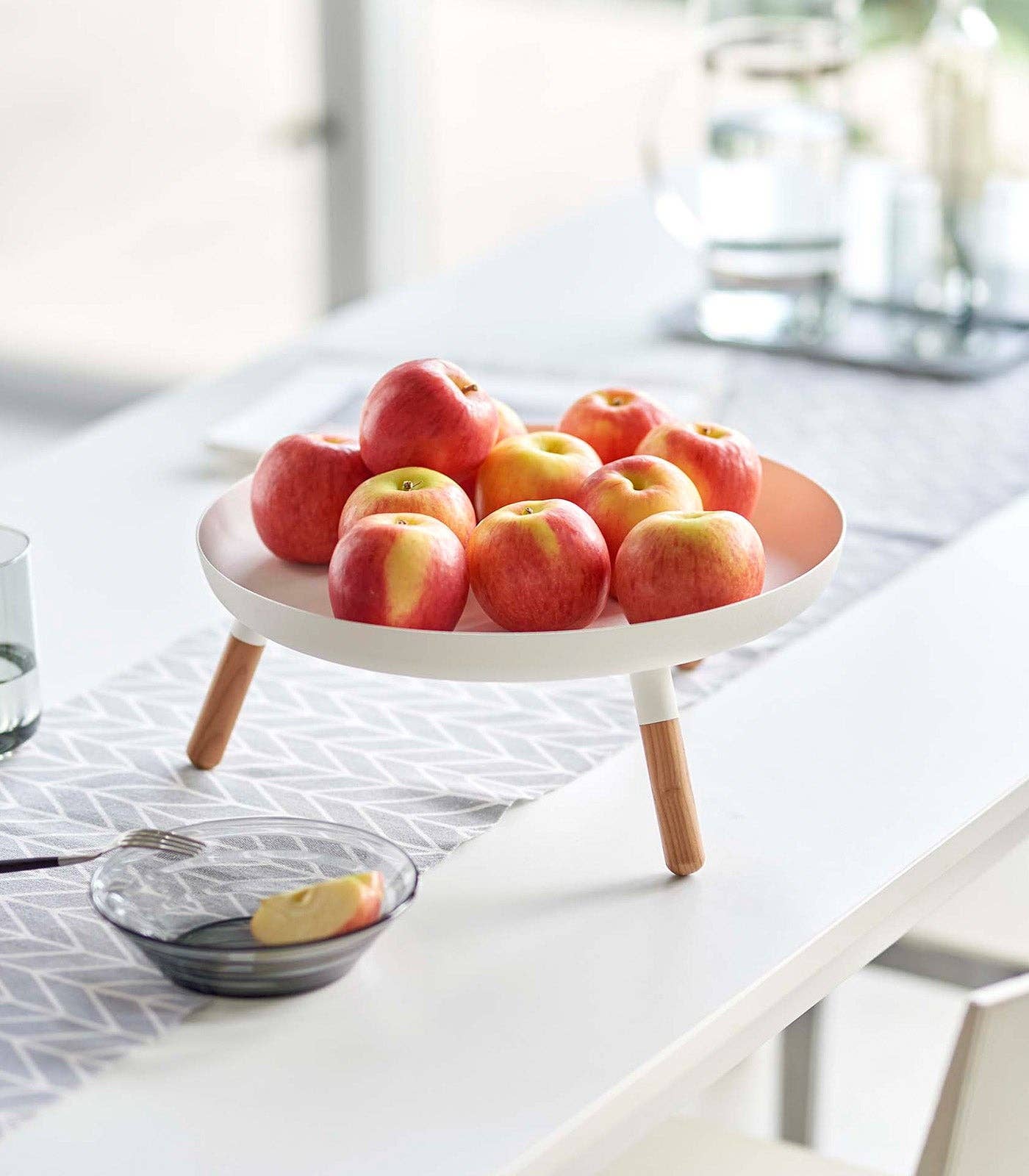 Countertop Pedestal Tray - Steel + Wood: Black