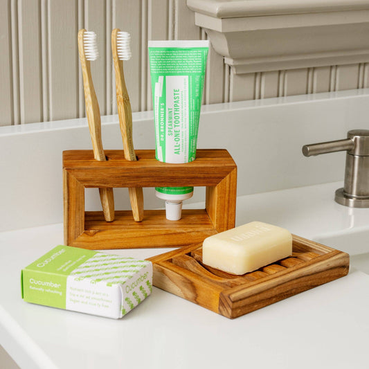 Sonrisa Teak Toothbrush Holder