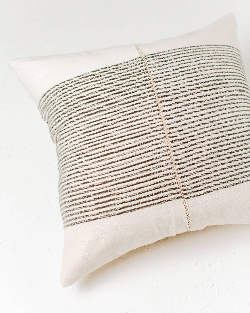 18" Riviera Hand-Stitch Throw Pillow Cover: Grey