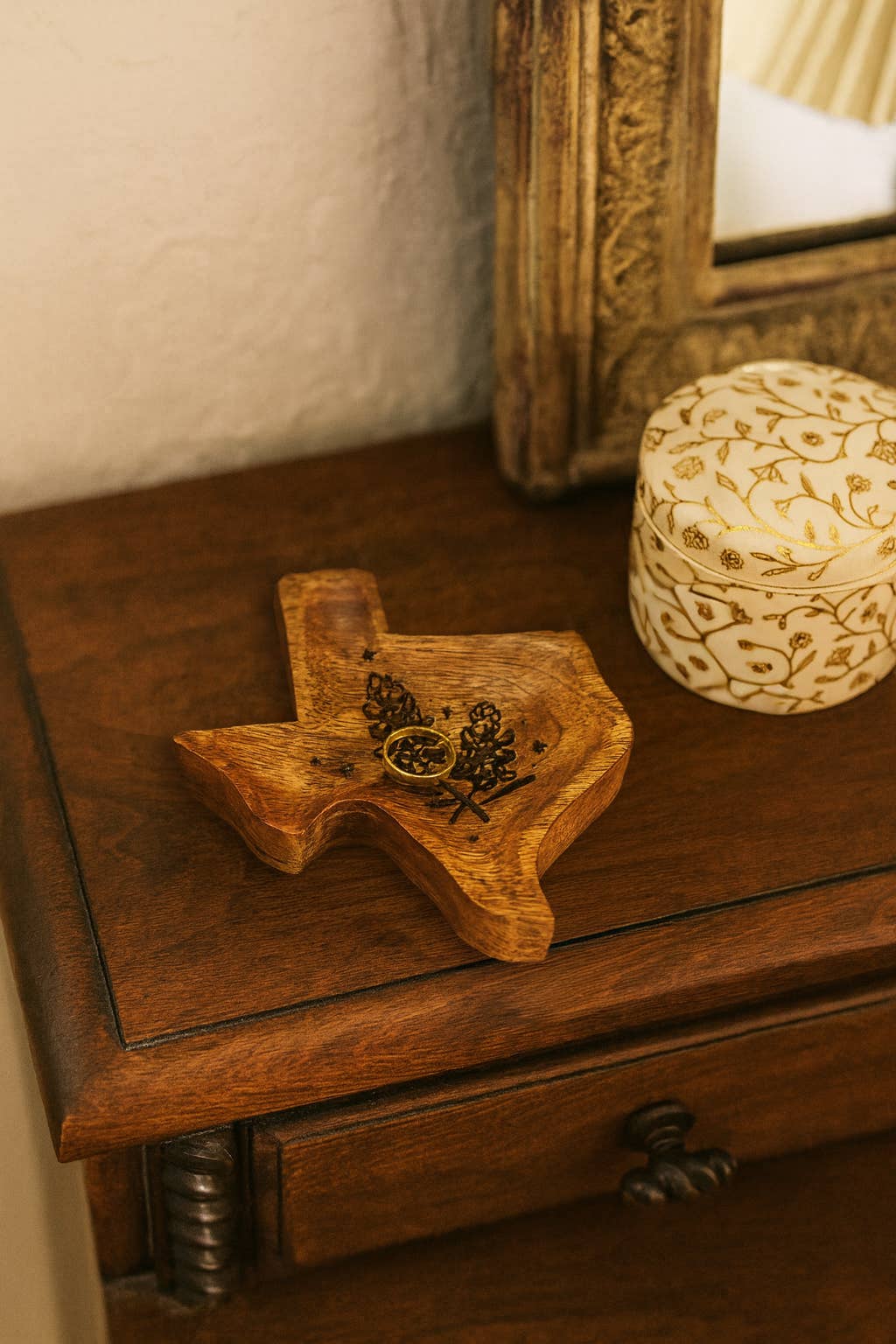 Texas Bluebonnet Jewelry Tray - Mango Wood