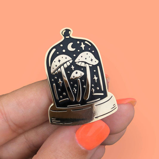 Magic Mushrooms Bell Jar Hard Enamel Pin