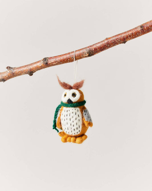 Felted Woodland Animal Ornament: Ophelia Owl