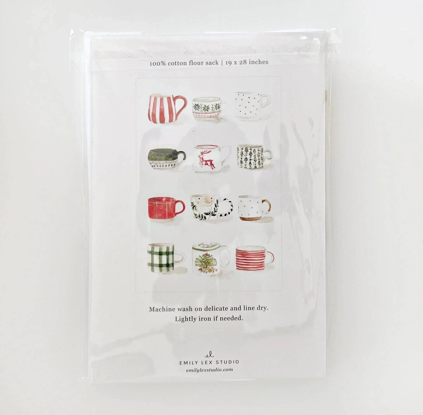 Christmas Mugs Cotton Tea Towel