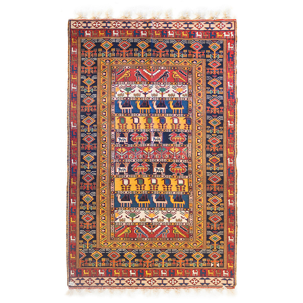 Suzani Afshar Hand-Knotted Rug (7.2 x 6.4)