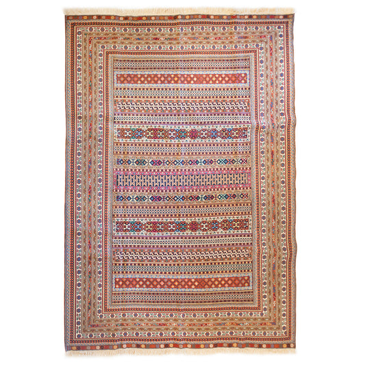 Suzani Afshar Hand-Knotted Rug (9' 6" x 6' 9")