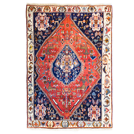Persian Hand-Knotted Qashqai Rug (6' 5" x 2' 5")