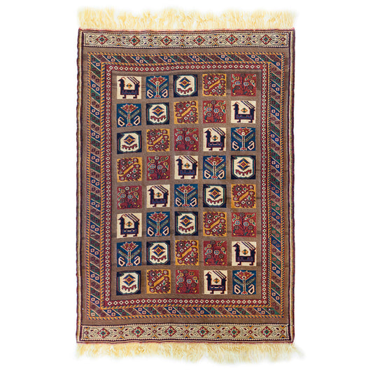 Suzani Afshar Hand-Knotted Rug (4' 11" x 3' 7")