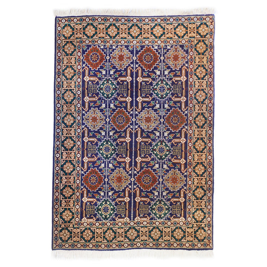 Persian Tabriz Hand-Knotted Geometric Rug
