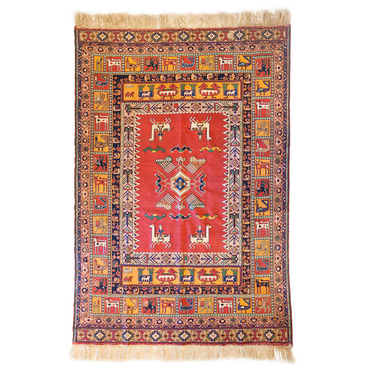 Suzani Afshar Hand-Knotted Rug (6' 7" x 4' 8")