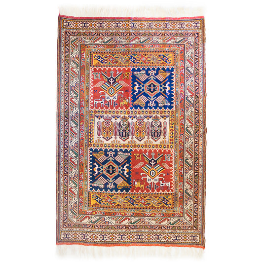 Hand-Knotted Suzani Afshar Rug