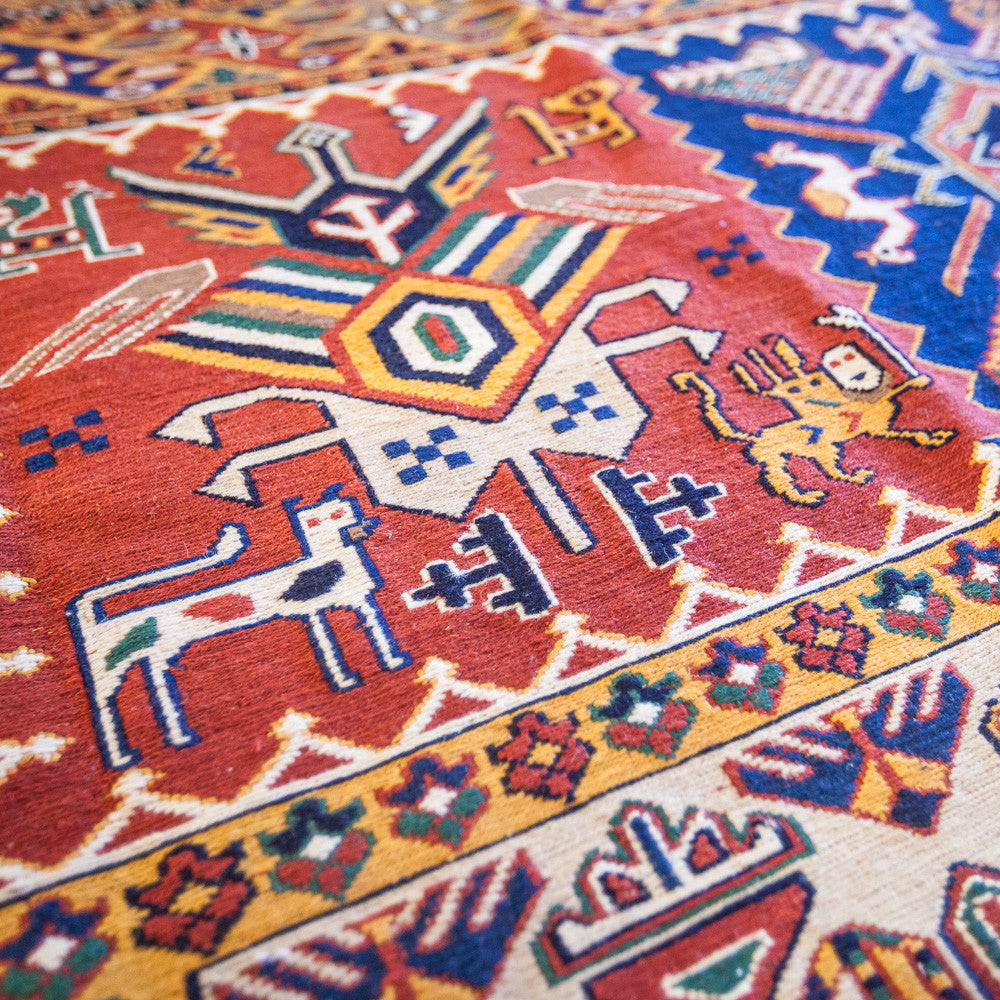 Hand-Knotted Suzani Afshar Rug