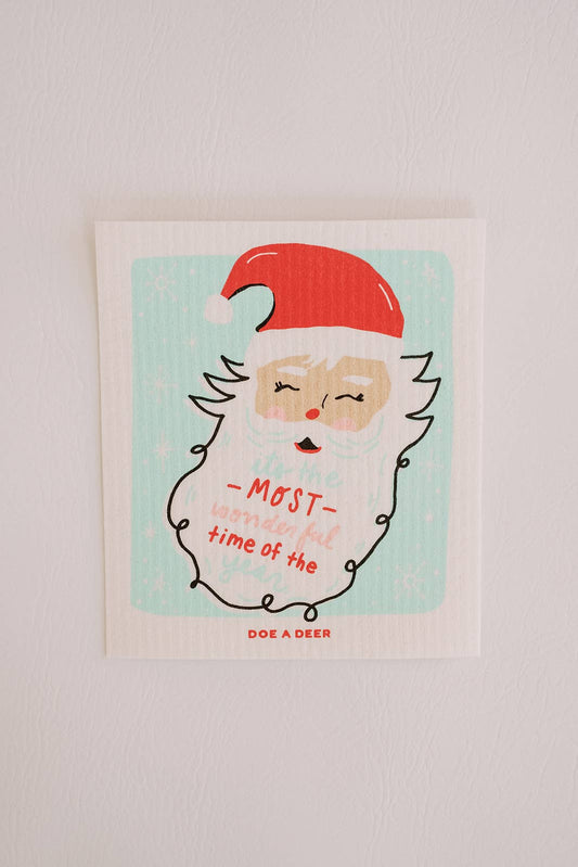 It's The Most Wonderful Time Holiday Santa Swedish Dishcloth