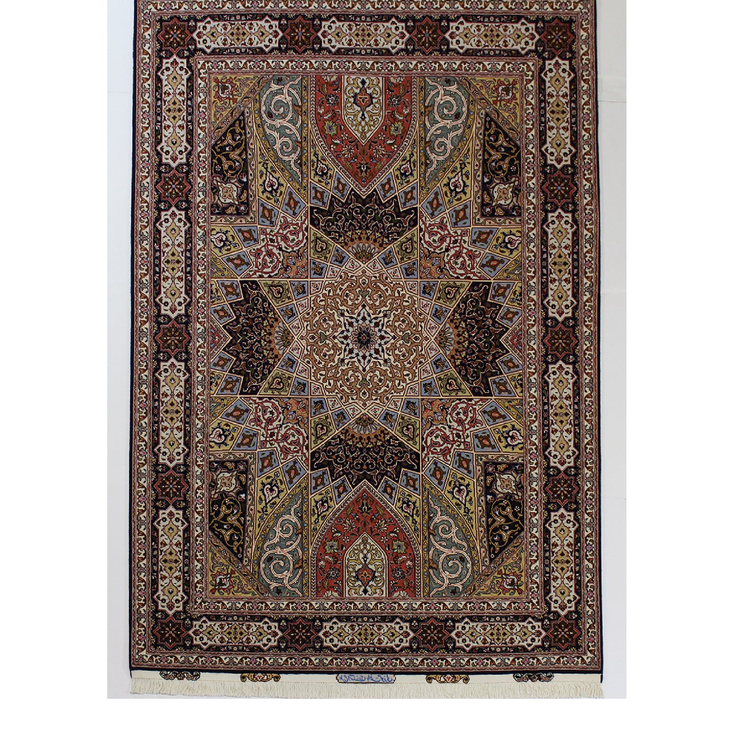 Persian Tabriz Hand-Knotted Gonbad Rug