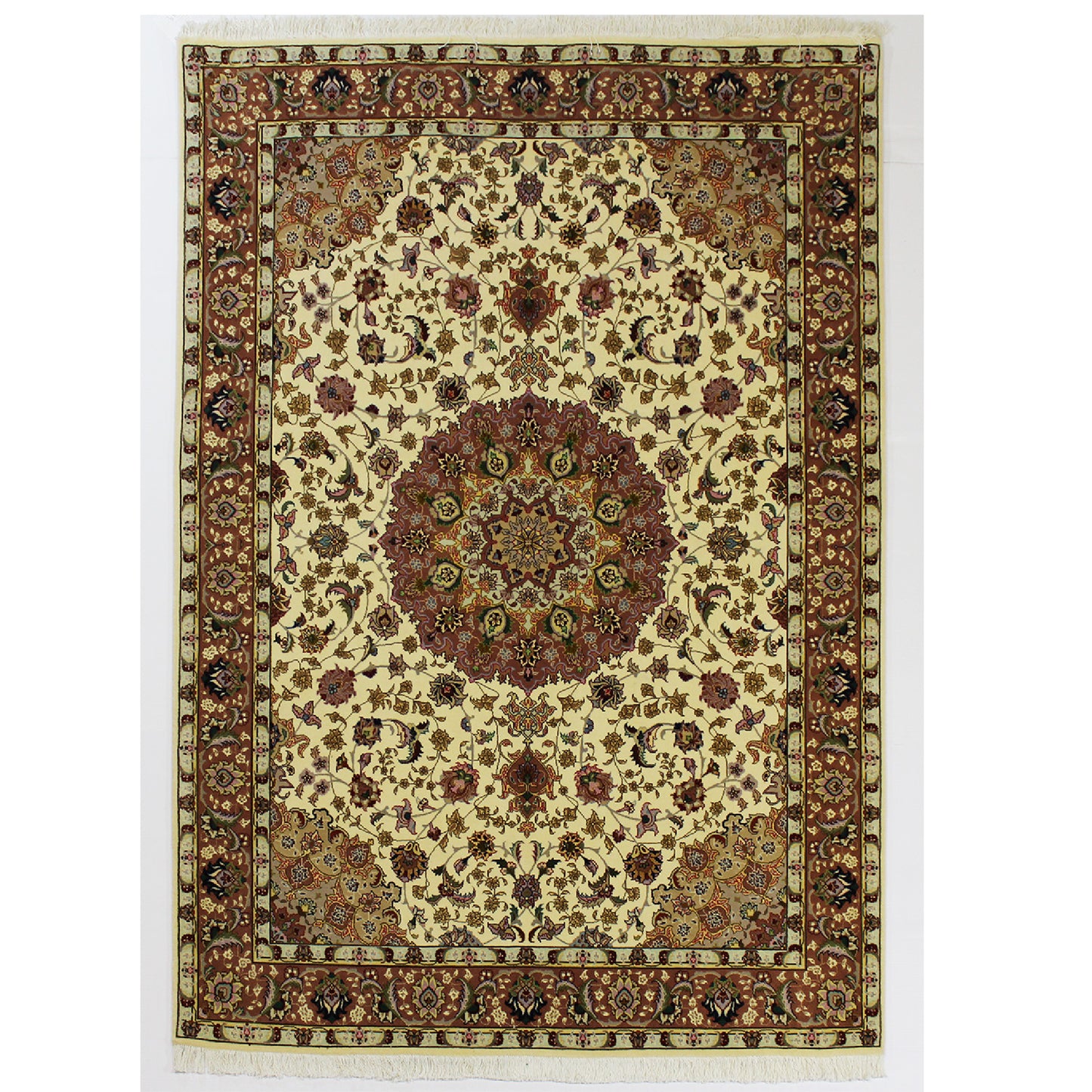 Persian Tabriz Hand-Knotted Floral Rug