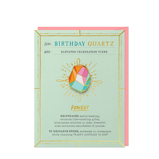 Birthday Quartz Fantasy Stone Pin & Card