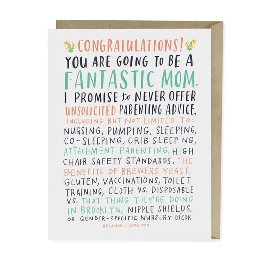 Unsolicited Parenting Advice Baby Card