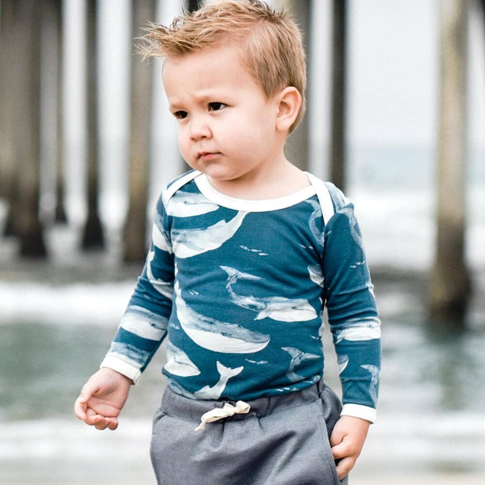 Milkbarn Long Sleeve Blue Whale One Piece