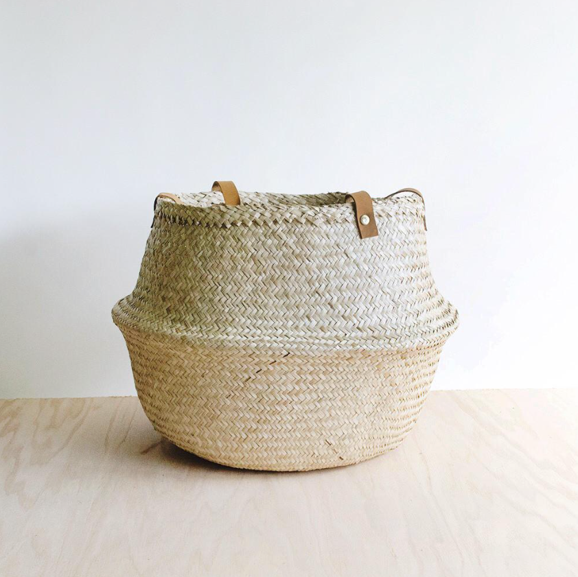 Leather Handle Collapsible Basket