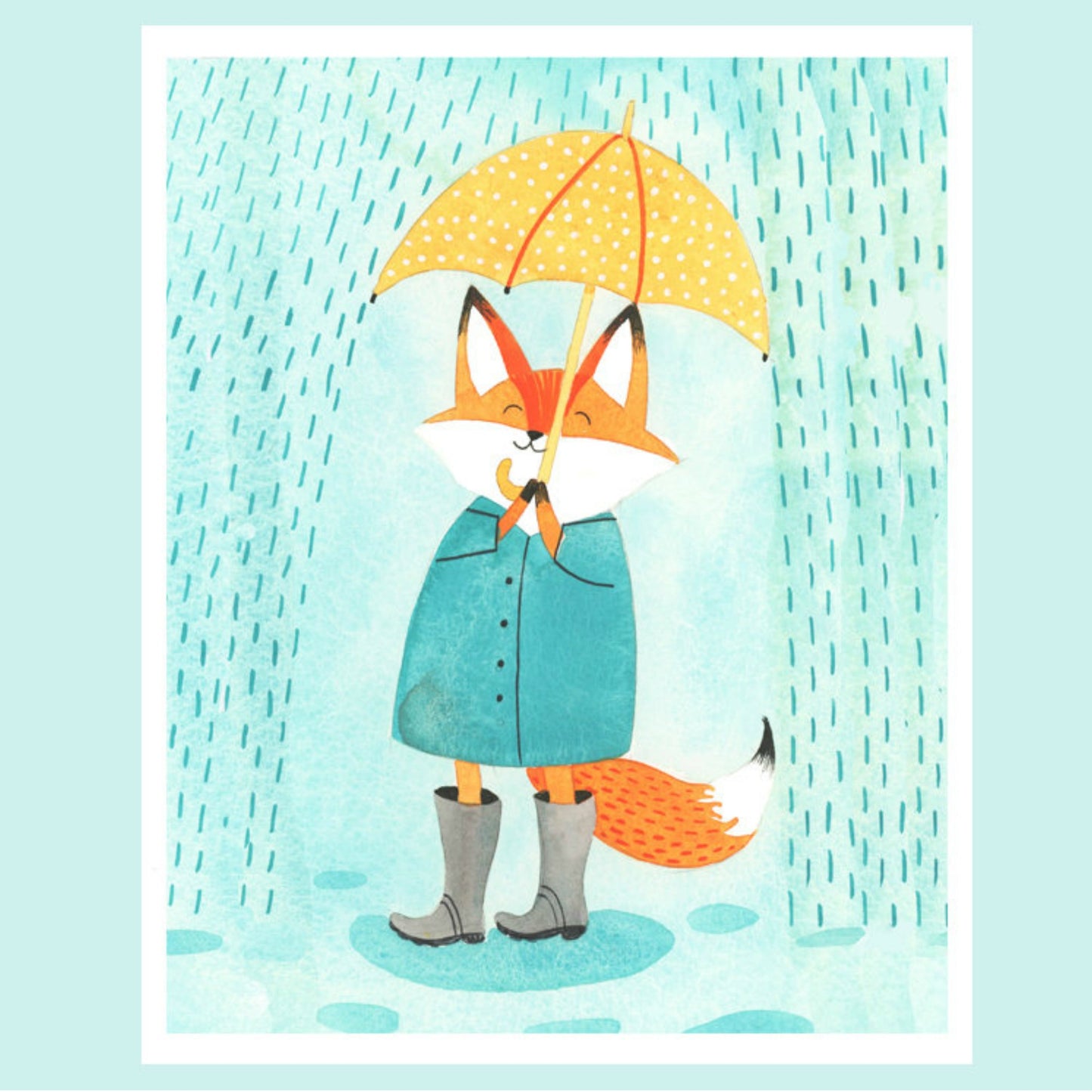 Fox and Umbrella Print