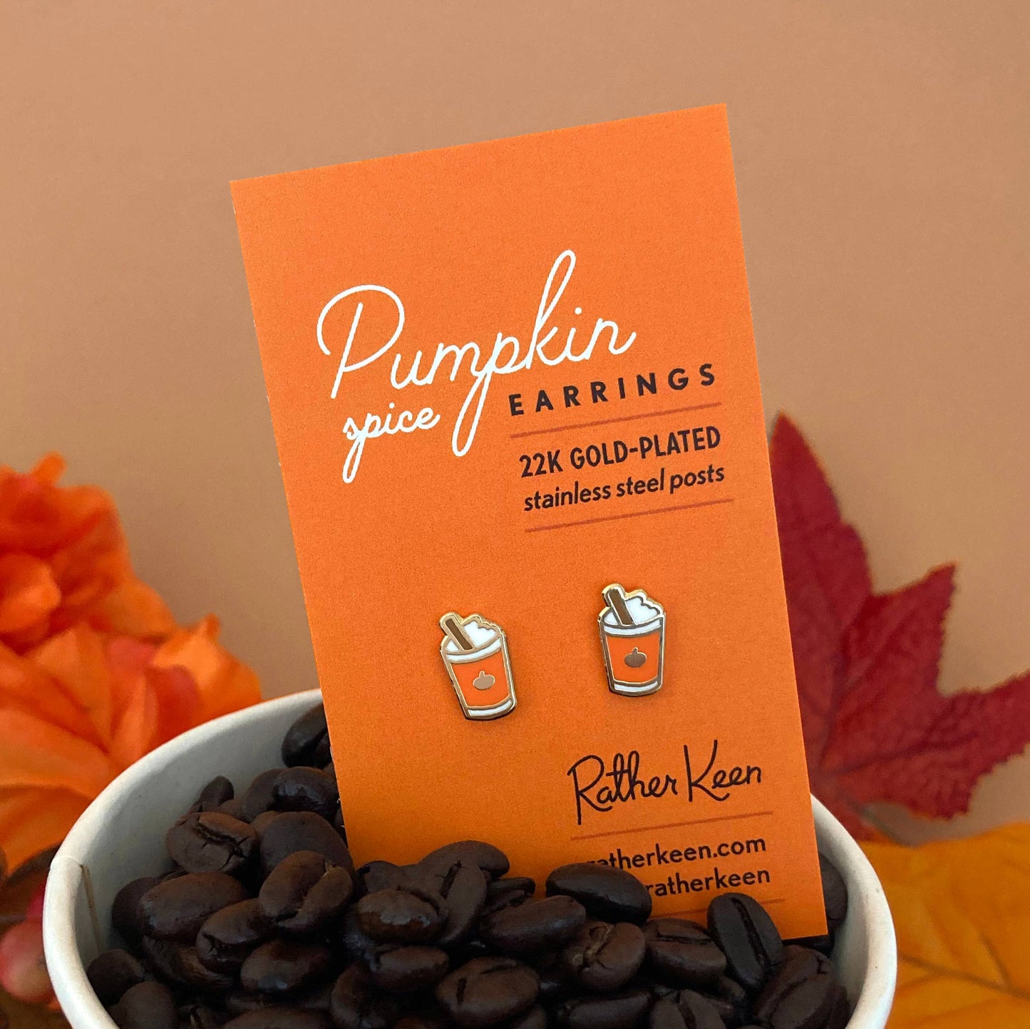 Pumpkin Spice Latte Stud Earrings