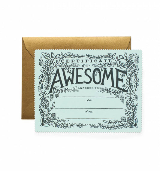 Certificate of Awesome Card