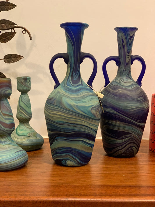 Phoenician Blue Two Handle Vase